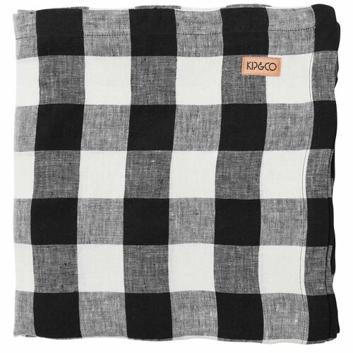 Kip&Co Black & White Gingham Linen Tablecloth - Round